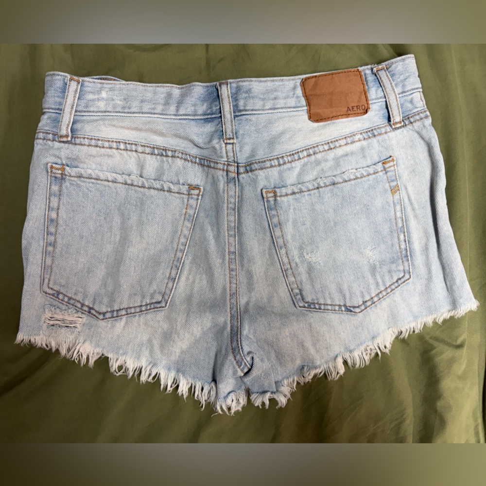 Aeropostale Frayed Light Blue Jean Shorts - Picture 2 of 7